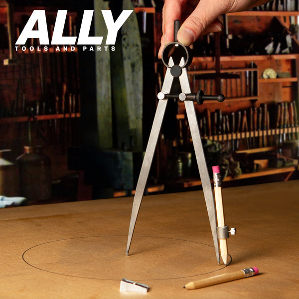 8 inch spring divider compass for woodworking drawing circle action shot
