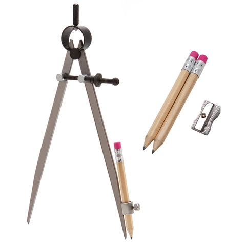 8 inch spring divider tool with pencil compass includes two pencils and pencil sharpener