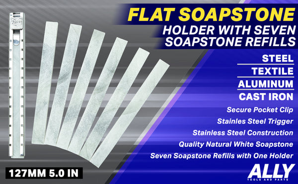 Flat Soapstone Holder with 7 Soapstone Pencils