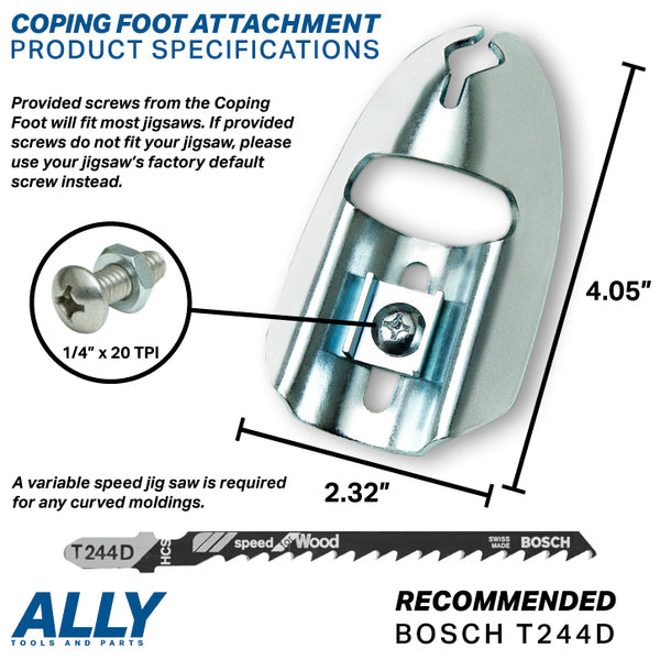 ALLY Tools Coping Foot (2 Sets) Jigsaw Attachment