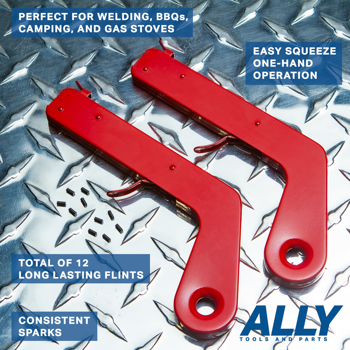 ALLY Tools 2 PC Pistol Rock Style Flint Striker with 12 Striker flints