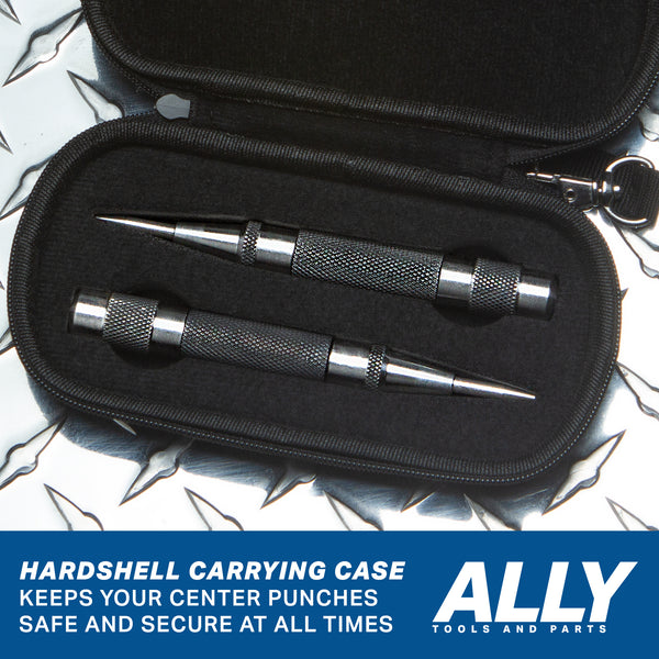 ALLY Tools Heavy Duty Automatic Center Punch w/ Hardened Steel – 2PC set in Hard Shell Case