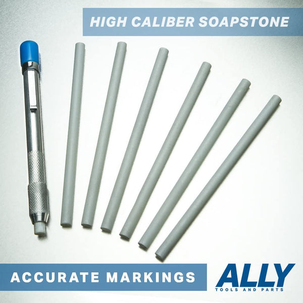 Welders Soapstone Holder and Soapstone Welding Chalk on Sheet Metal