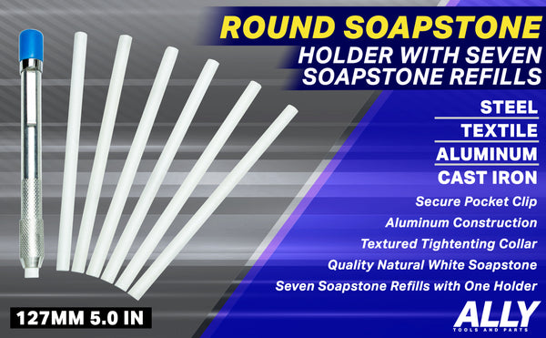 Round Soapstone Holder with 7 Soapston Pencils