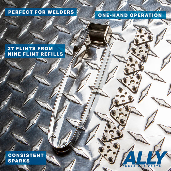 Welding Striker on Checkered Metal Sheet