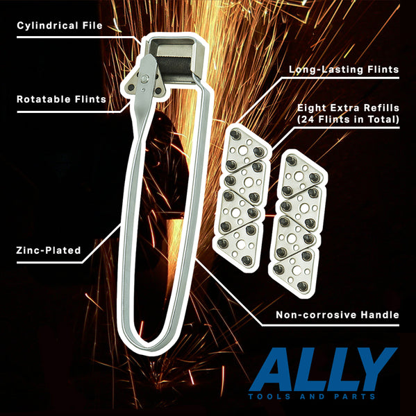 Spark Lighter with 9 Rotatble Triple Flints