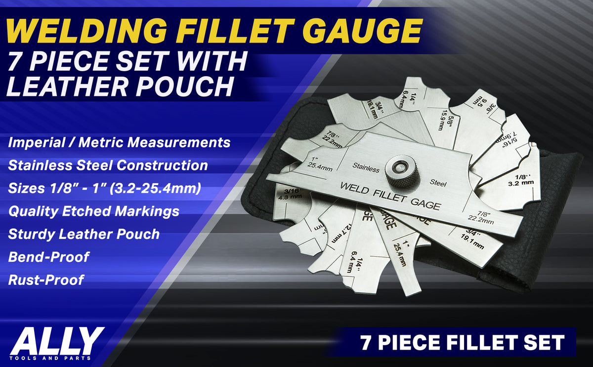 WeldingStop 7-Piece Weld Fillet Gauge Set - MG-11 Leg & Throat Size Checker In Inch & Metric