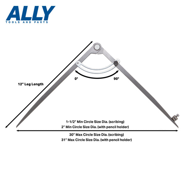 12 inch wing divider scribe tool dimensions