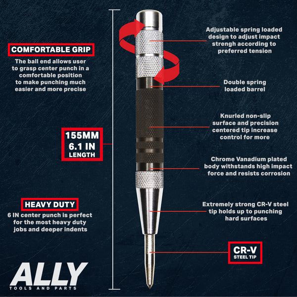 6 inch metal center punch features