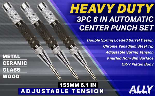 3 piece 6 inch heavy duty automatic center punch set
