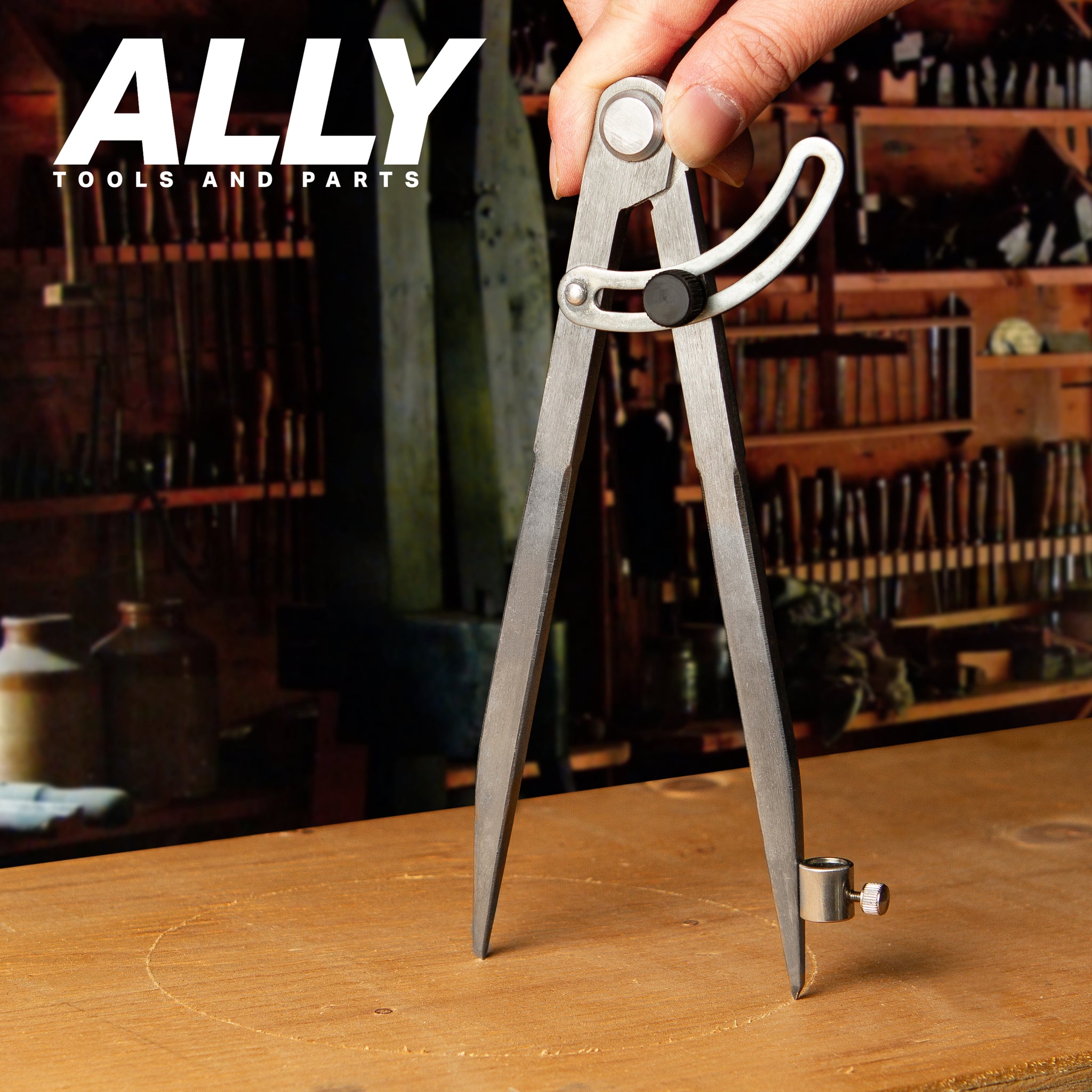 Kaufhof 8" Pencil Holder / Divider Scriber - Carpenter's Compass For Drafting, Furniture Layout, & Circle Drawing