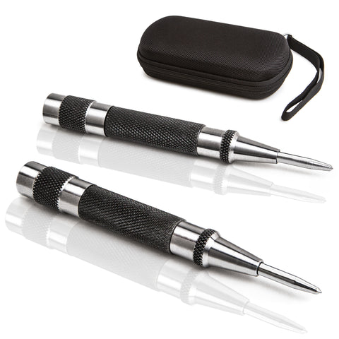 ALLY Tools Heavy Duty Automatic Center Punch w/ Hardened Steel – 2PC set in Hard Shell Case