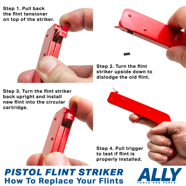 ALLY Tools 2 PC Pistol Rock Style Flint Striker with 12 Striker flints