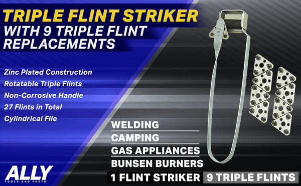 Triple Flint Striker with 9 Striker Flints